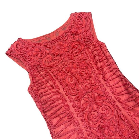 🔥SUE WONG nocturne Coral Sleeveless Soutache Embroidered stealth mini Dress sz 8 - Picture 6 of 9